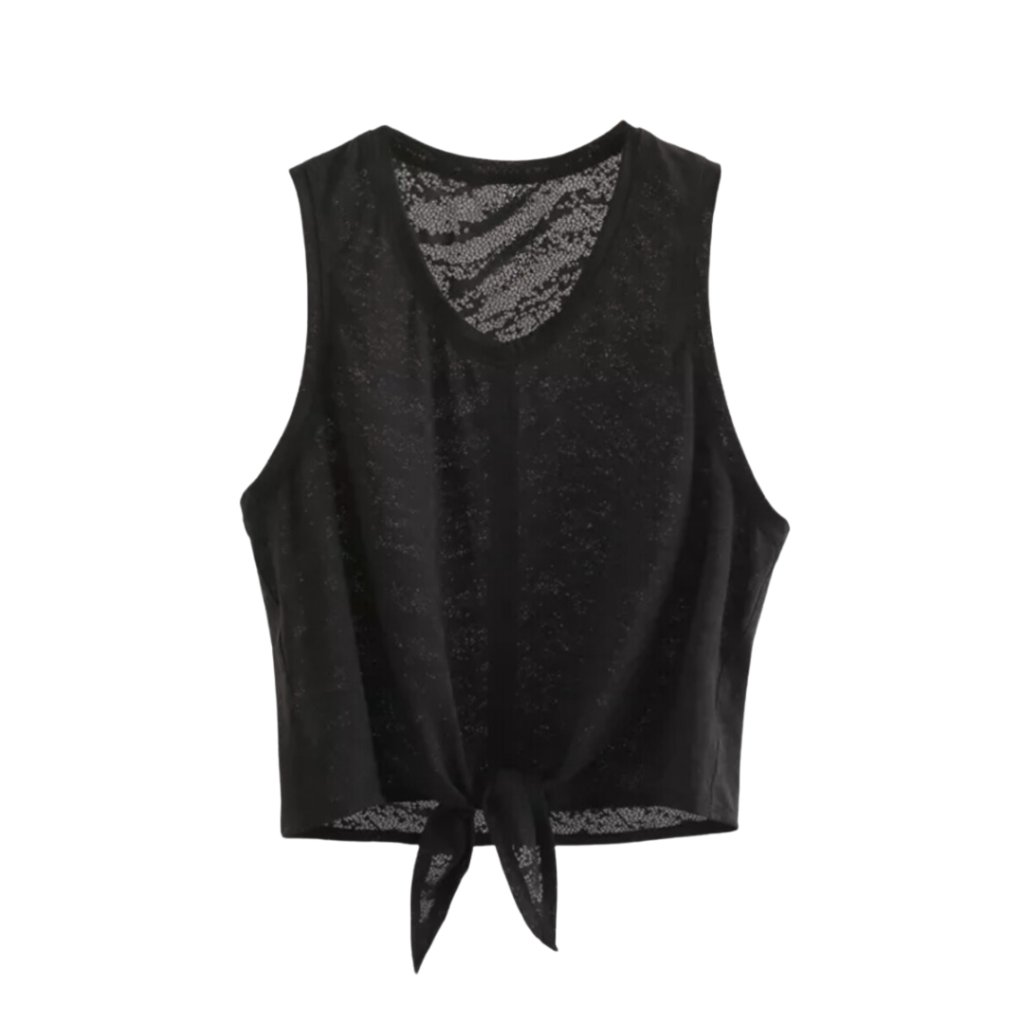 Tiger Stripe Mesh Yoga Tank Top Black Sheer Animal Print Activewear